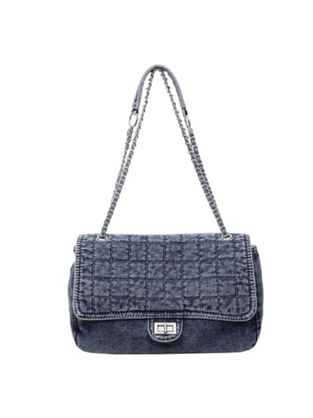 Quilted Denim Shoulder Bag Crossbody Purse